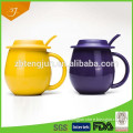 colorful glazed ceramic mug with lid spoon, 2015 new design milk mug with lid